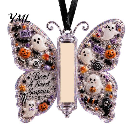 Graduation Money Gift Box Acrylic Butterfly Cash Ornament, Christmas Halloween Holder with Clear Rolled Bill Storage Container Compartment,