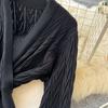 Autumn Winter Women Elegant V-neck Knitted Sweater Twist Pullover Dresses