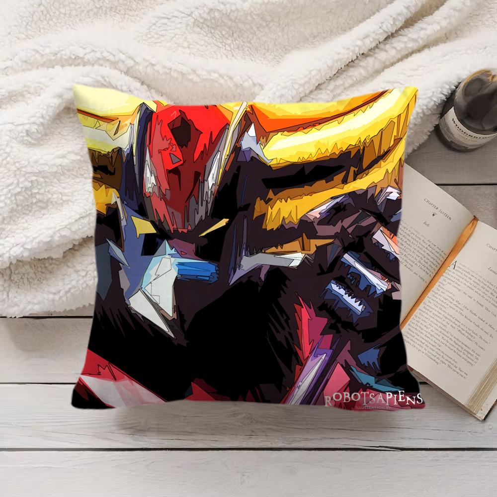 GGoldorak Anime cool Cushion Cover Silky Short Plush Invisible Zipper Dustproof Sofa Pillow Case for Home Decor