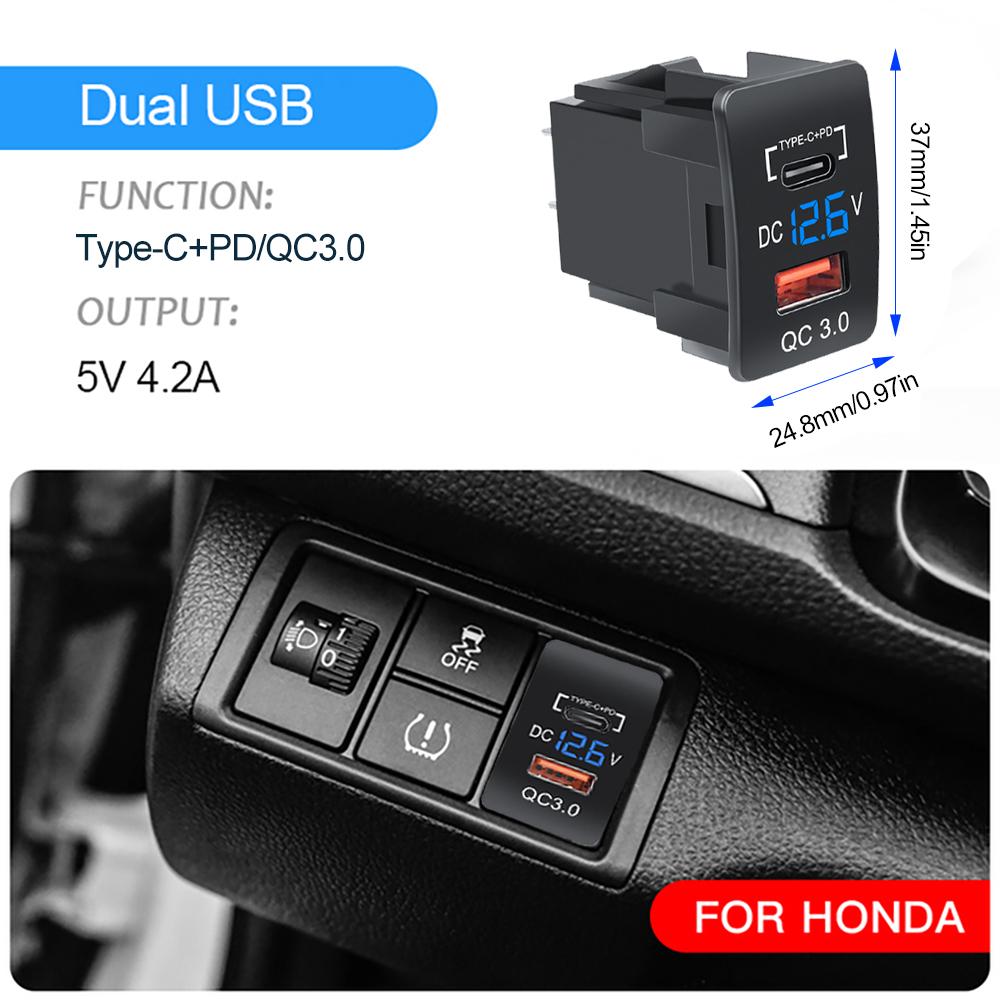 12 В автомобильный прикуриватель, зарядное устройство QC3.0 PD, двойной USB-порт 33x23 мм, 40x22 мм, специальное использование для порта USB Toyota