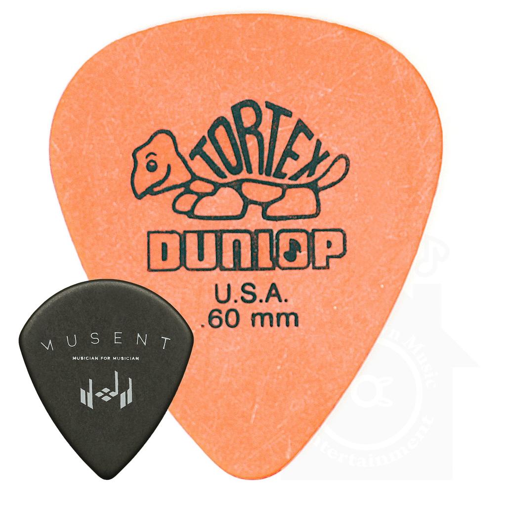 Jim Dunlop Tortex Standard Picks (12-Pack) with Tortex Standard Picks and Musent Custom Players Picks 418B.60-ORG-12P