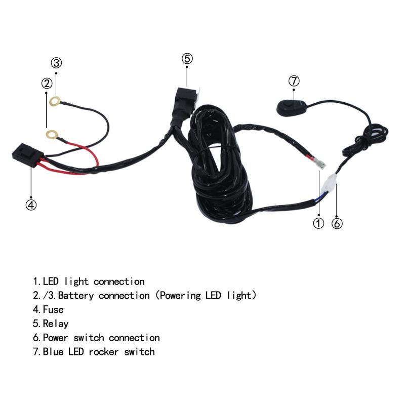 300W Universal Led Light Bar Wiring Harness Kit 16/18Awg With 12V 40A Relay On Off Switch For Off Road Truck Suv Atv Utv Boat