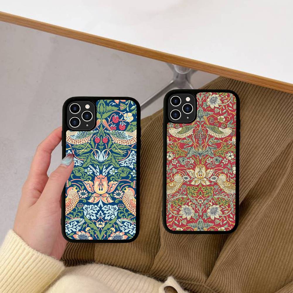 William Morris Strawberry For IPhone 17 16 15 14 13 12 11 Pro Max Plus Shockproof PC+TPU Phone Back Cover