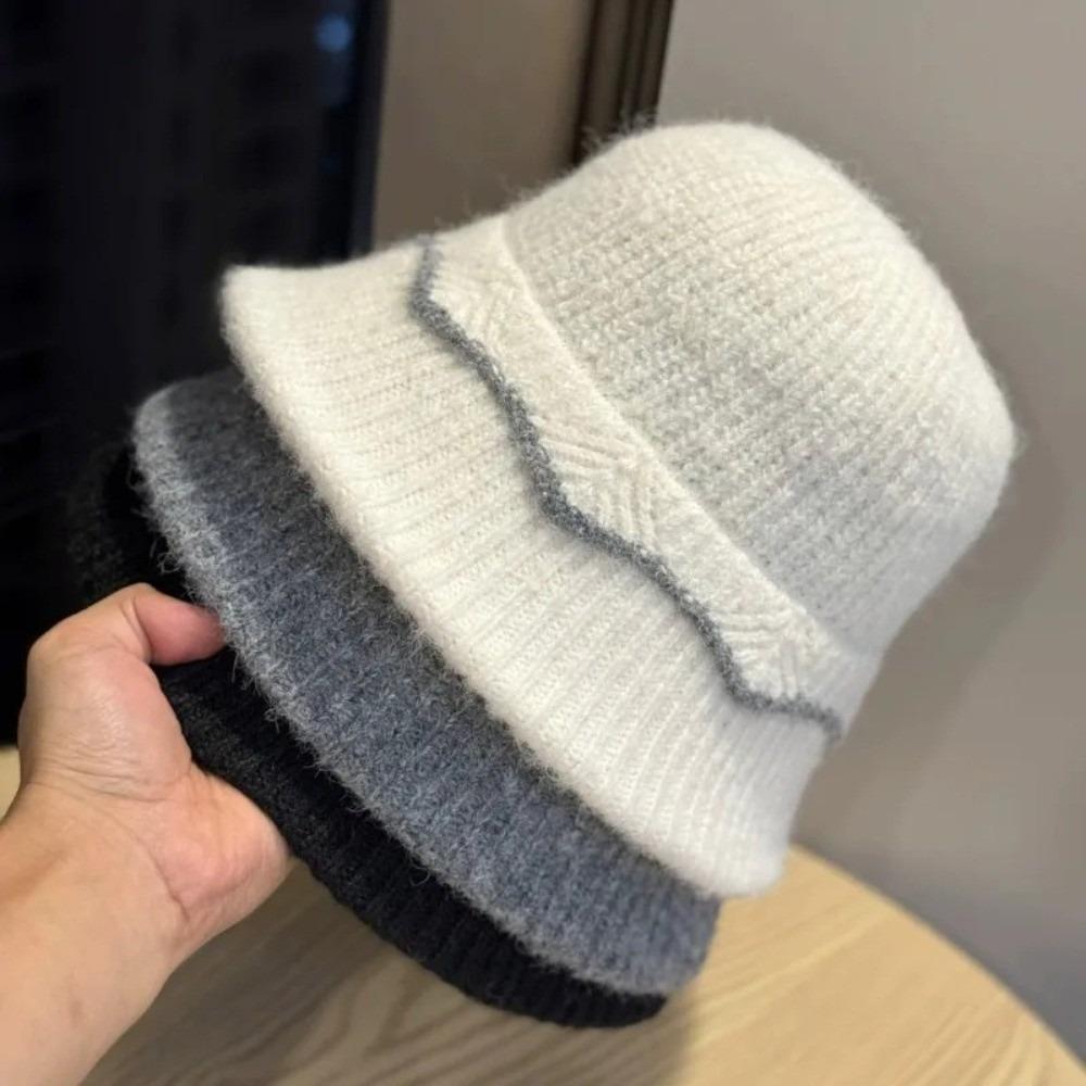 Warm Bucket Hat Wool Knitted Beanie Hat New Fisherman Hat Autumn