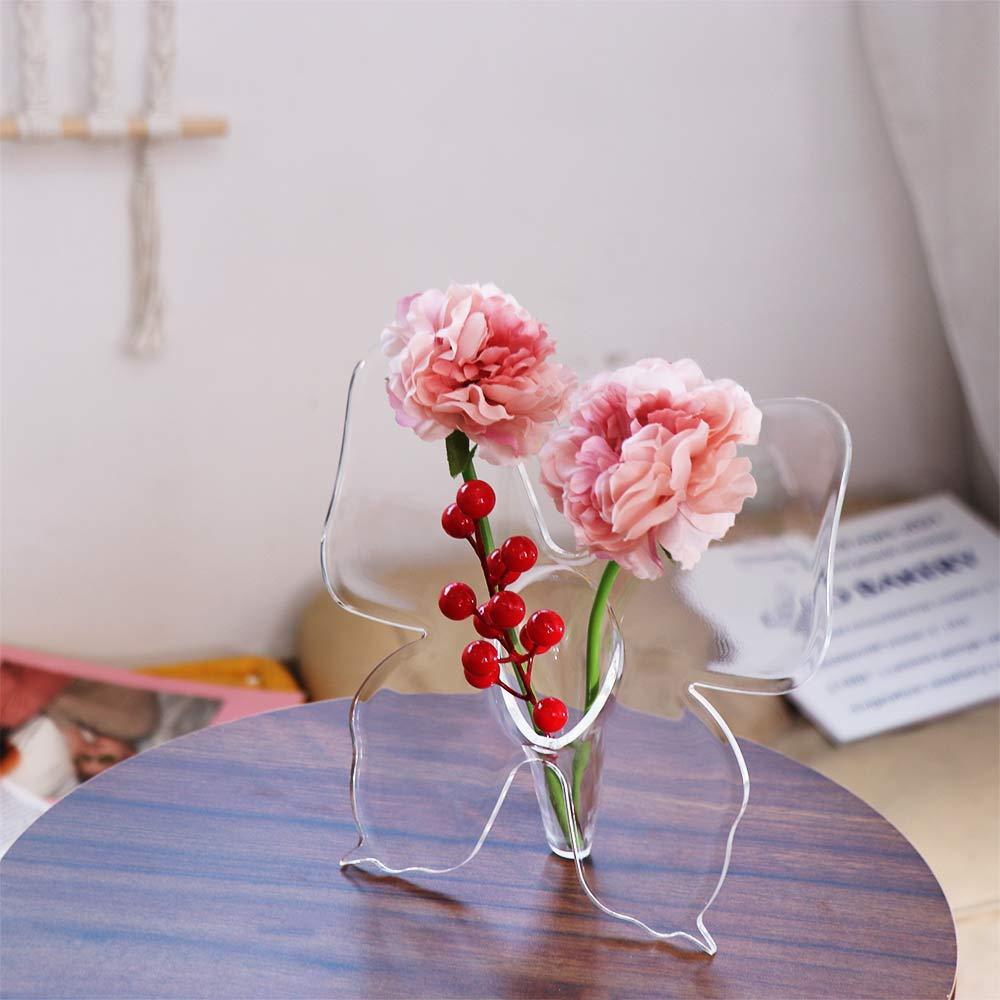 Acrylic Butterfly Acrylic Vase Transparent Desktop Ornament Hydroponic Flower Vase Banquet