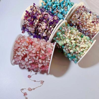 1 Метр/лот Бусины из неправильного камня Медная цепочка со звеньями из жемчужных бусин 4 мм для DIY ювелирных изделий, ожерелья, браслета, подвески, аксессуаров