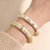 2Pcs Chunky Enamel Flower Bangles Set for Women Ethnic Style Hollowed Floral Cloisonne Bracelet Vintage Charms Jewelry Gifts