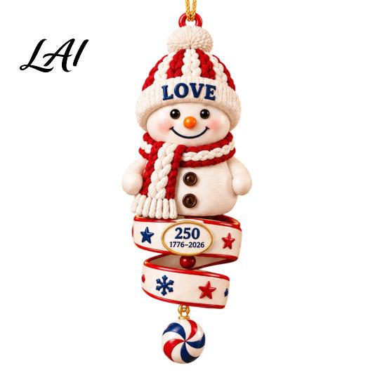 Holiday Party Decorations 2026 Patriotic Snowman Hanging Decor Acrylic Christmas Ornament for Tree Festive Atmosphere Pendant Indoor Outdoor Home