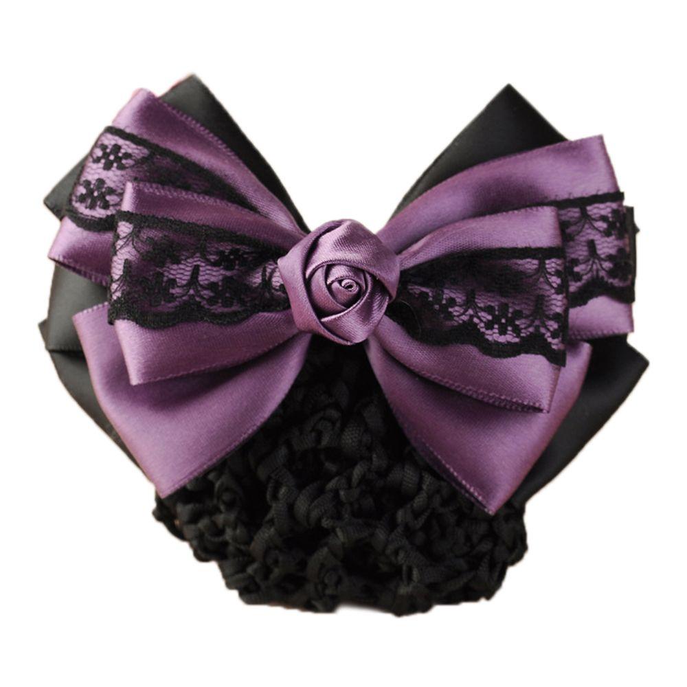 Women Ladies Rose Ladies Barrette Headwear Hair Clip Snood Bow Hair Net Hairgrips