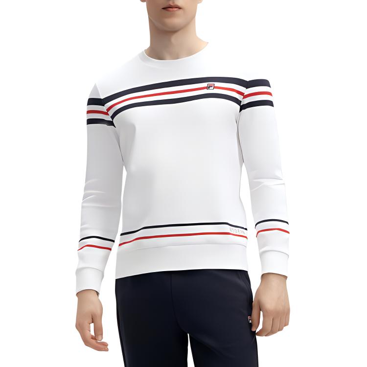 Fila Heritage Striped Crewneck Sweatshirt Men Sweatshirt Standard-White F11M411204F-WT