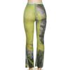 Летние женские сексуальные прозрачные сетчатые принты, дышащие тонкие повседневные брюки с высокой талией и бедрами