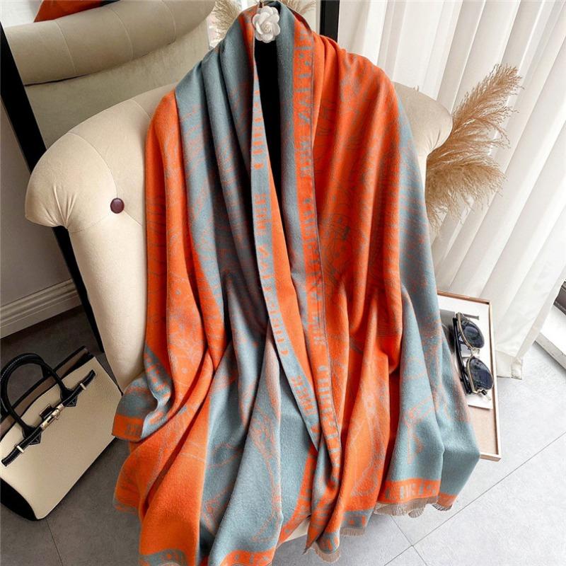 Winter Scarf Women's New Meteor Horse Color Matching Scarf Sweet Warm Scarf Imitation Cashmere Shawl Women