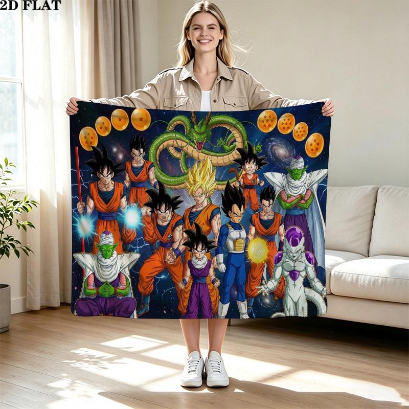Anime DragonBall Print Flannel Blanket High Quality Warm Comfortable Cover for All Seasons Perfect for Gifts Home Decor