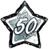 Creative Party Воздушный шар с черной/серебряной звездой на 50-летие