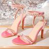 Fashion Luxury Heeled Sandals for Women Summer Open Toe Buckle Strap Women Sandals Sexy String Bead Thin High Heels Banquet Prom Shoe