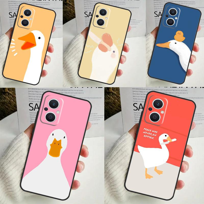 Cartoon Funny Goose Case For OPPO Reno 10 Pro 11F 4 5 6 7 8 Lite 4Z 5Z 8T OPPO Find X2 X3 X5 Lite X6 Pro Cover