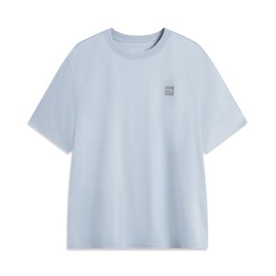 Li Ning Sports Lifestyle Series Однотонная Дышащая Универсальная Футболка с Коротким Рукавом Свободного Кроя Унисекс Футболка Серая AHSVB91-10