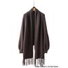 Женский шерстяной кардиган с кисточками, свободный крой, осенне-зимняя модная накидка-жакет-свитер