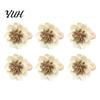 Handmade Linen Flower Rings 6Pcs Napkin Rings, Wooden Ring Rustic Holders, Elegant Dinner Party Decor Farmhouse for Wedding Bridal Shower Dining Table