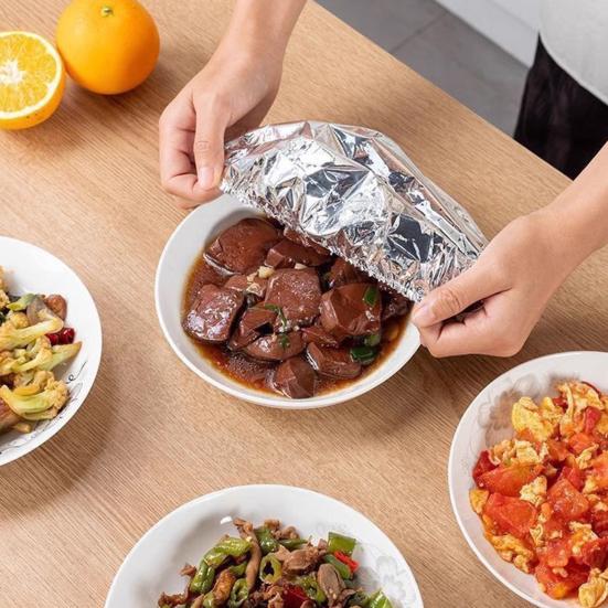 30/50Pcs Repeatable Aluminum Foil Insulation Cover Elastic Heat-Resistant Food Covers for Kitchen
