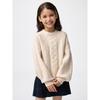 Girls Puff Knit Color Nep Cable Sweater