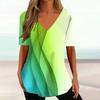 Curved Printed Women's T-Shirt Summer V-Neck Clothes Ladies Casual Short Sleeve Top Loose Fashion Pullover T Shirt for Women