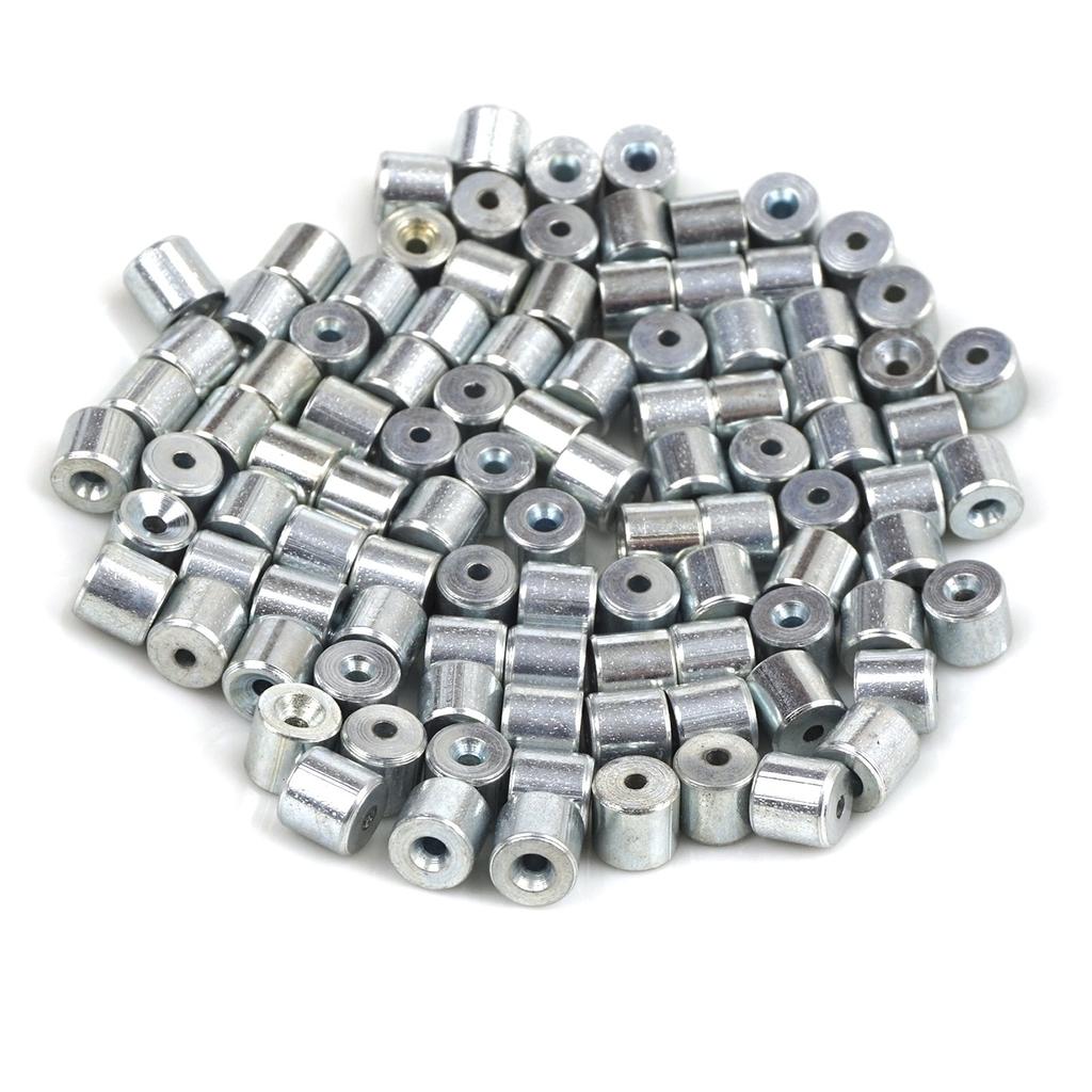 ECR011 100 шт., автомобильный оконный регулятор, намоточное устройство для ремонта, стальной трос, конец троса, фитинг, стопорная втулка, обжимная заклепка 6x5,6/1,7 мм