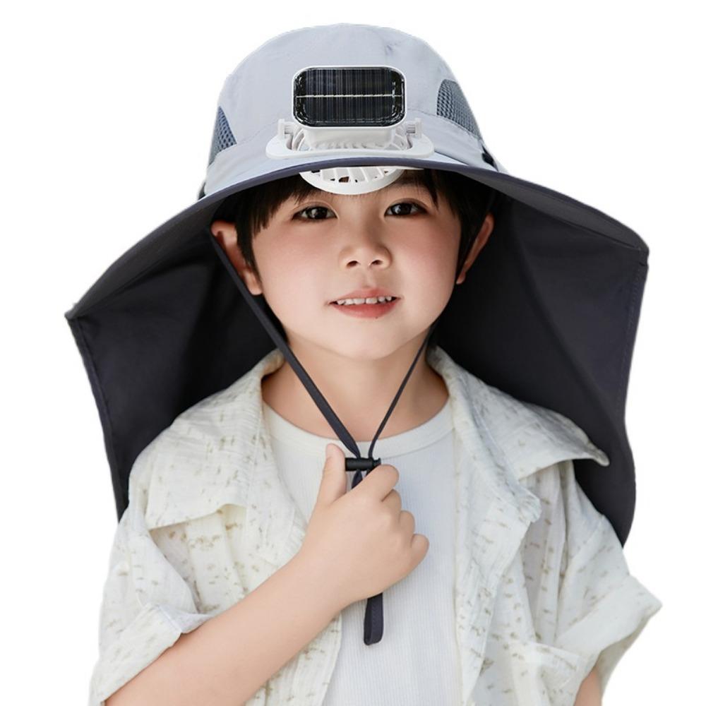 USB Charging Children's Solar Fan Hat Waterproof Sunshade Fan Cap Portable Summer Cooling Hat  Boys