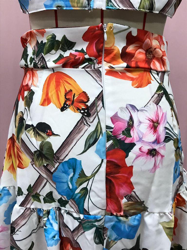 2025 Весна/Лето Женский Сексуальный Европейский и Американский Женский Комплект Платьев с Подтяжками и Принтом - Пляжный Комплект Из Двух Частей