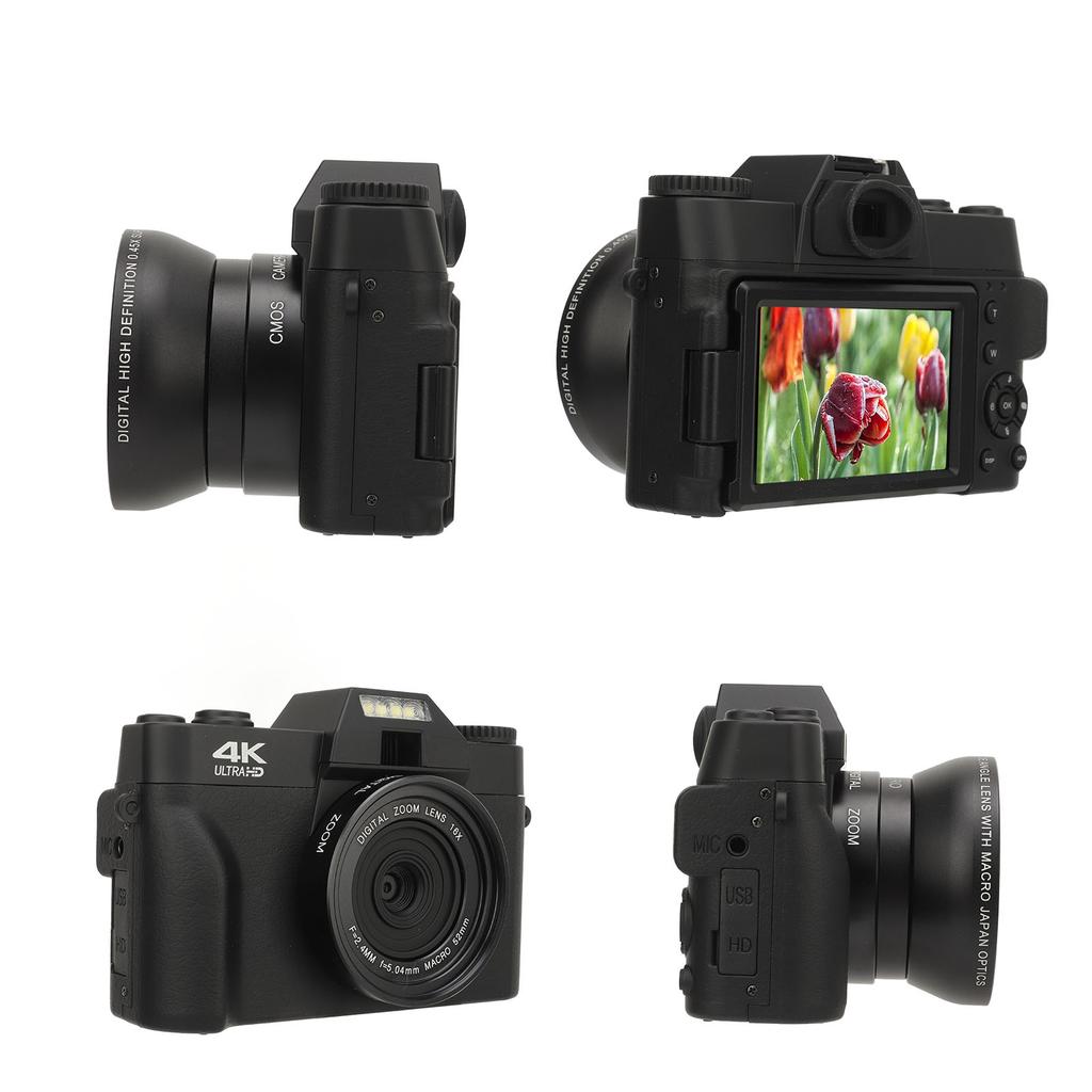 75MP 5K Digital Camera with 180° Flip Screen with Battery Charger 1500mAh Autofocus 16X Digital Zoom Digital Video Camera for Photography