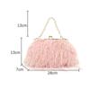 Furry Crossbody Bag with Pearl Handle Fashion Chain Plush Shoulder Bags for Women Soft Faux Fur Evening Party Purse