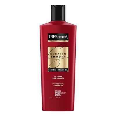 Шампунь TRESemmé Keratin Smooth 340 мл|| С кератином и аргановым маслом для более прямых|| Блестящих волос - Питает сухие волосы и контролирует пушистость|| Для мужчин и Ж