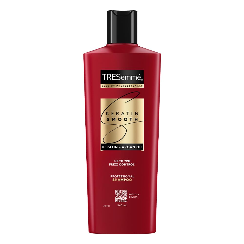 Шампунь TRESemmé Keratin Smooth 340 мл|| С кератином и аргановым маслом для более прямых|| Блестящих волос - Питает сухие волосы и контролирует пушистость|| Для мужчин и Ж