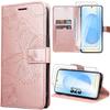 Protective Case - BOOLING - for Samsung Galaxy S25 - Pink Leather Effect - Butterflies - 2 Tempered Glass