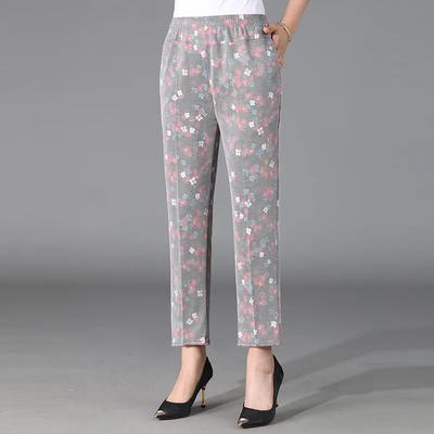 Женские летние повседневные джинсы Nine-minute с высокой талией, повседневные брюки с принтом для людей среднего возраста
