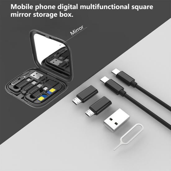 Многослотовый держатель для телефона, функция хранения кабеля, ящик для хранения с зеркалом для макияжа, быстрая зарядка, U-образный контейнер для хранения дисков для дома