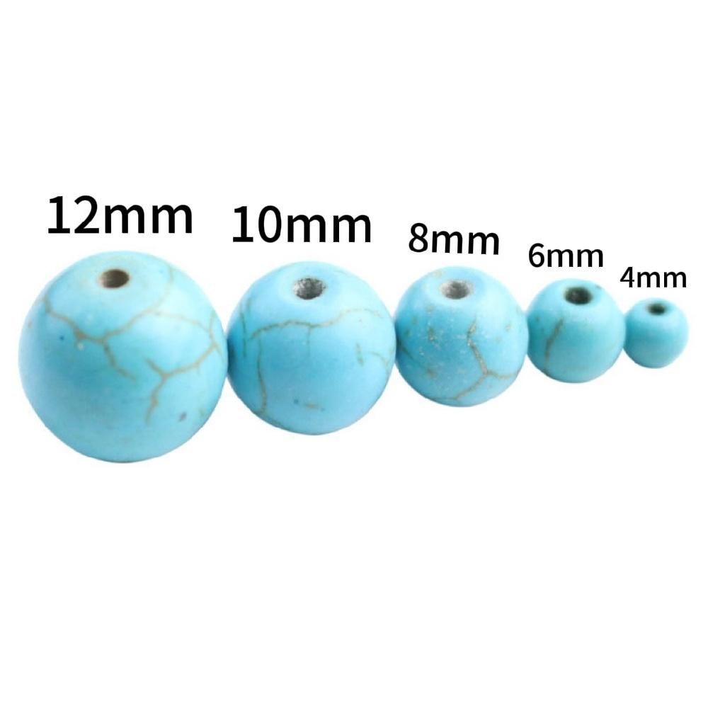 Light Blue Turquoises Stone Natural Round Beads 15"Strand Smooth Loose Spacer Beads 4/6/8/10/12mm for Jewelry Making DIY Bracelets Accessories