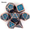 7 Pcs Golden Green Standard Metal Dice Solid Metal Polyhedral Dice Set Suitable for Role-Playing RPG Board Game Card Game