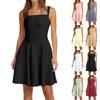 Women's Spring Summer Casual Square Neck Solid Colour Dress Sleeveless Dresses