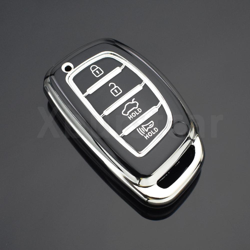 Чехол-брелок из ТПУ с 4 кнопками для Hyundai Tucson Santa Fe Rena Sonata Elantra Creta Ix35 Ix45 I10 I30 I40 Автомобильный корпус Брелок