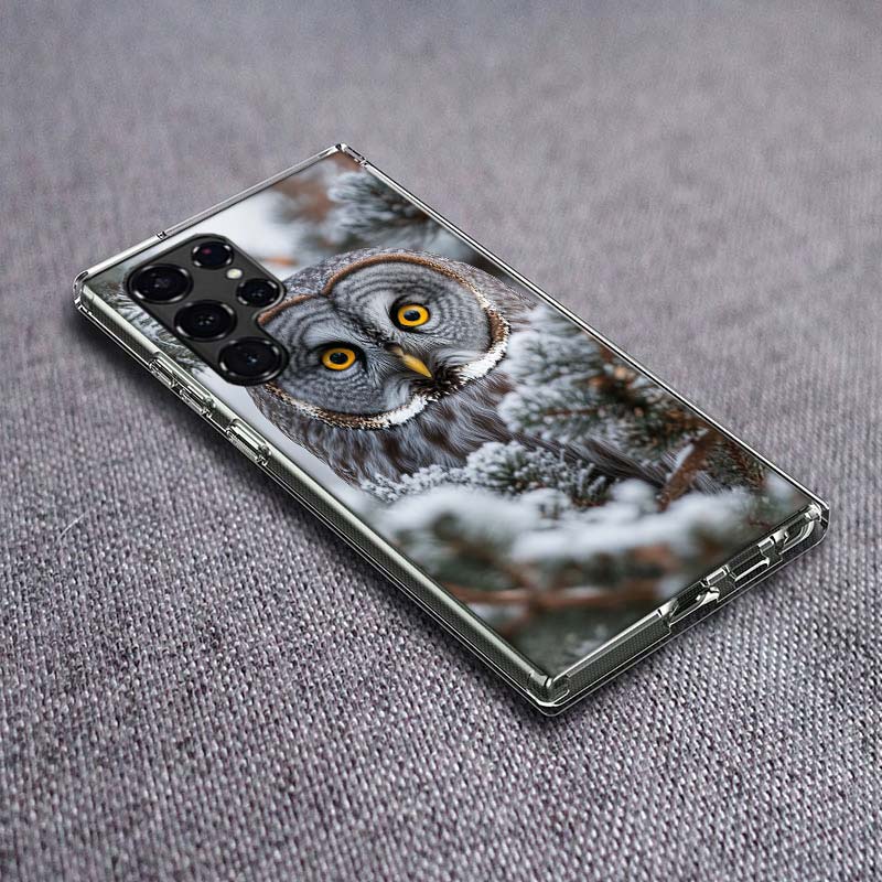 Чехол для телефона "Сова зимой" для Samsung Galaxy S24 S23 S21 S20 FE S22 S26 Ultra S25 Edge S10 Plus Прозрачный ТПУ Чехол Оболочка