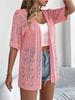 2024 Summer Woman White Hollow Short Sleeved Knitted Cardigan Vacation Sun Protection Shirt