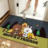 cartoon B-Brown and F-Friends Floor Mat Soft Flannel Floor Mat  Suitable for Entryways, Living Rooms, Bedrooms, and Bathrooms