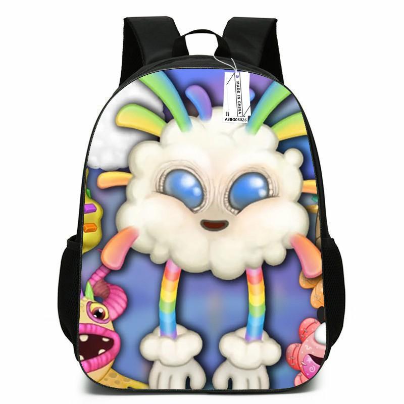 Kids School Backpack Boys Girls - Cute Cartoon Monster Design Lightweight Oxford Fabric Breathable Padded Straps Grade