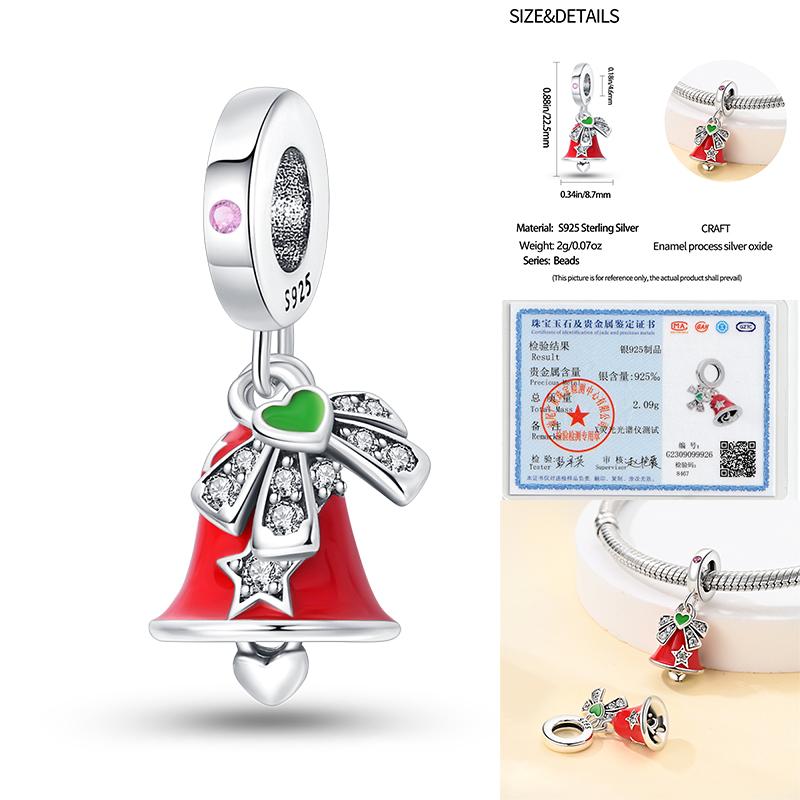 Merry Christmas Tree Charms Beads Copper Santa Claus Pendants Fit Original Bangle Bracelet Diy Jewelry Gift