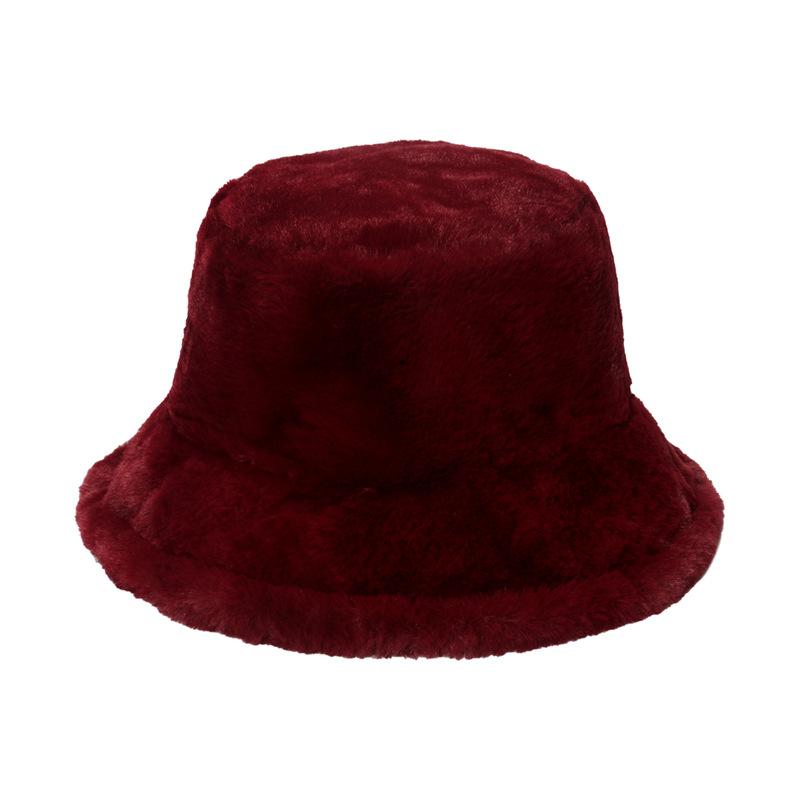 Imitation Rabbit Plush Bucket Hat, Warm in Autumn/Winter, Wide-brimmed Washbasin Hat