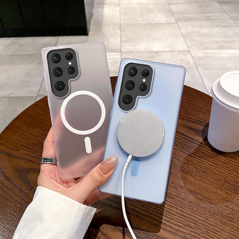 Suitable for Samsung S25 Ultra Ice Mist Magnetic Phone Case S24Plus Frosted Semi Transparent A55 Anti Fall 54 Protection Case