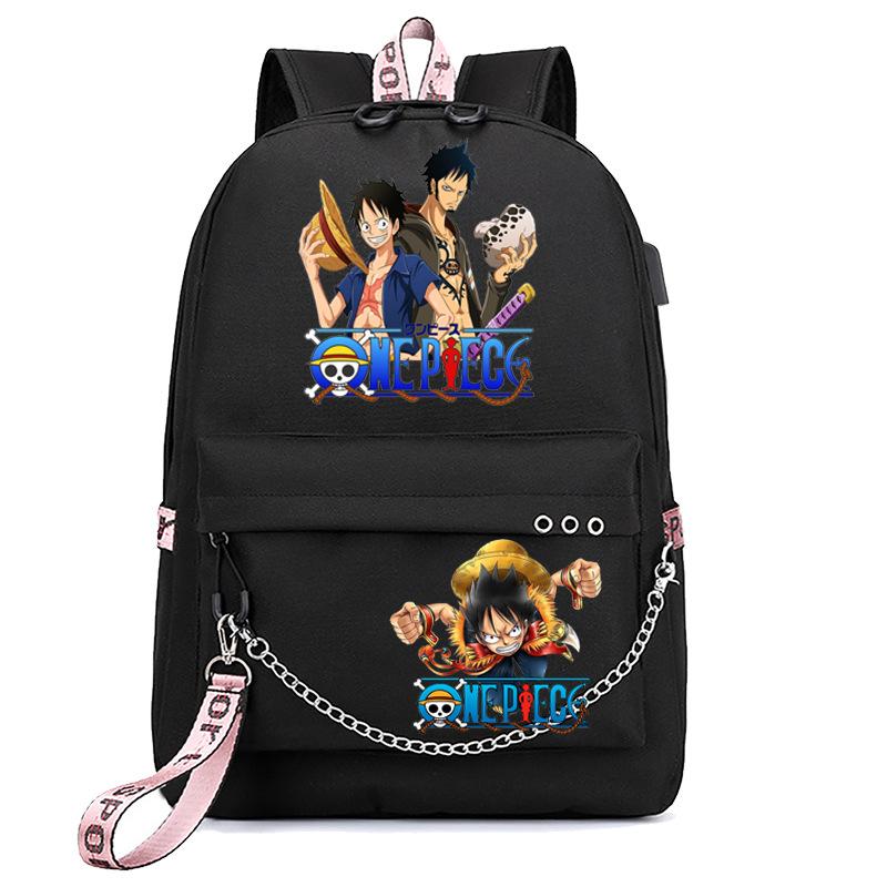 Школьная сумка-рюкзак USB с принтом One Piece для учеников начальной и средней школы, для мужчин и женщин, с лямками