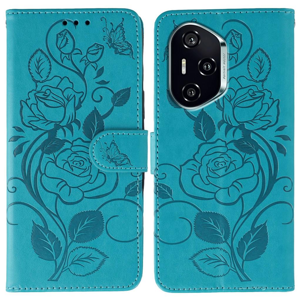For Honor 400 Case Wallet Stand Imprinted Rose Butterfly PU Leather Phone Cover