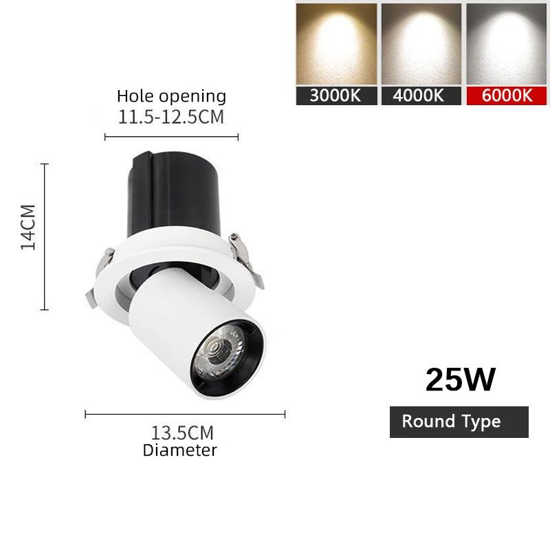Диммируемый светодиодный даунлайт Алюминиевый встраиваемый Выдвижной вращающийся 5 Вт 7 Вт 12 Вт 18 Вт 25 Вт 30 Вт Чип COB Точечный светильник Потолочная лампа AC85-265В